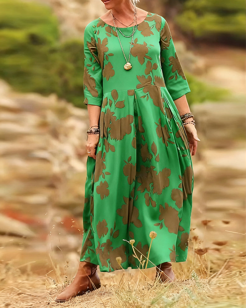 Printed A-Line Maxi Dress