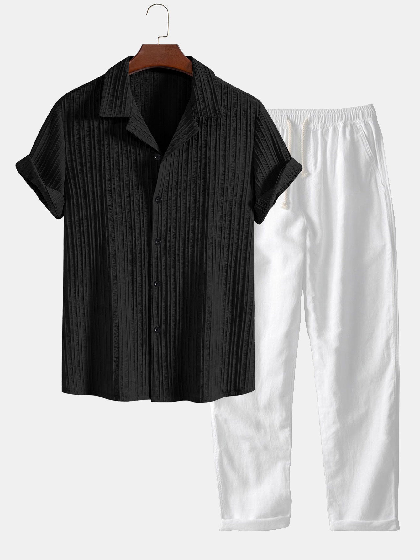 Saint-Tropez - Pleated Shirt & Relaxed Drawstring Trouser Set