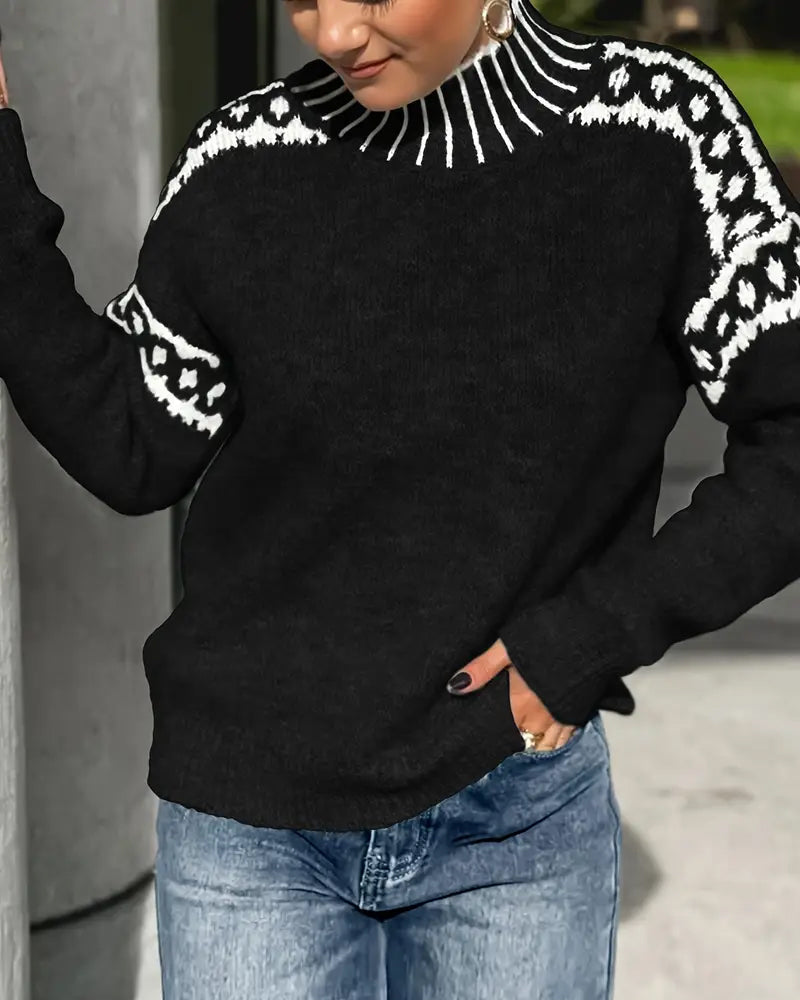 Striped High-Collar Sweater