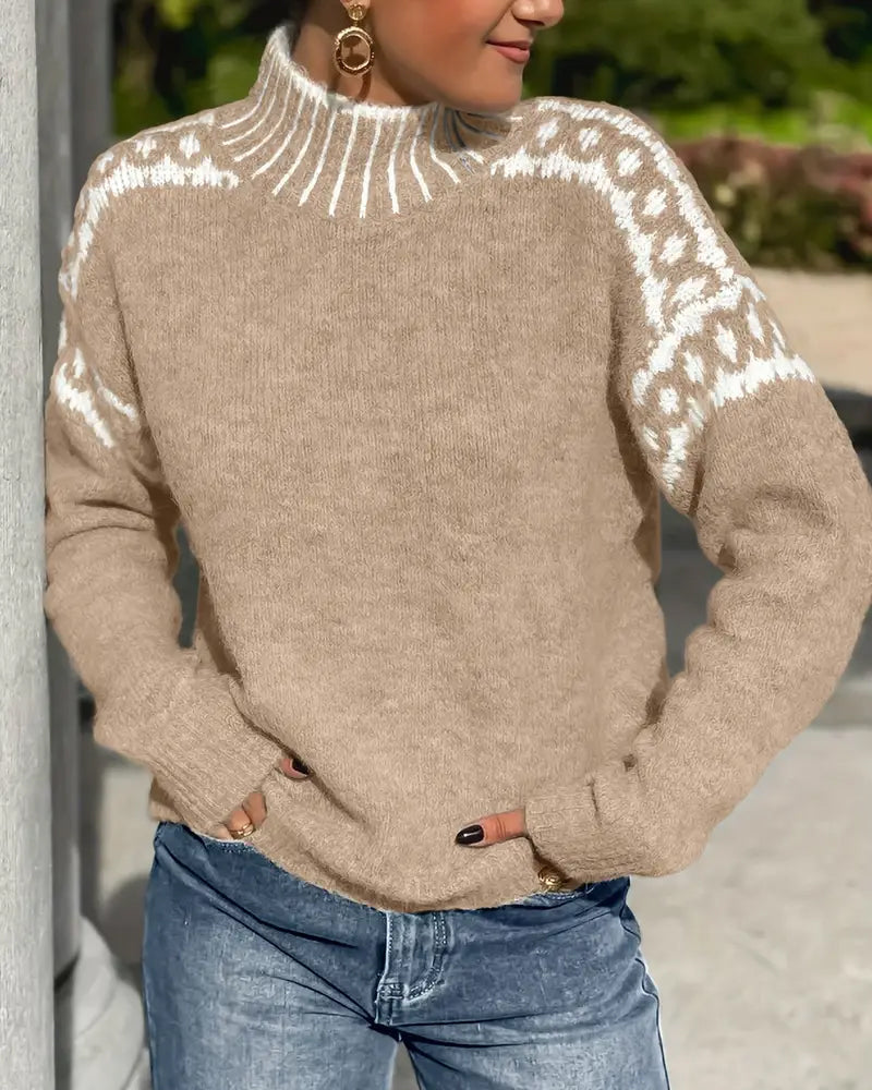 Striped High-Collar Sweater