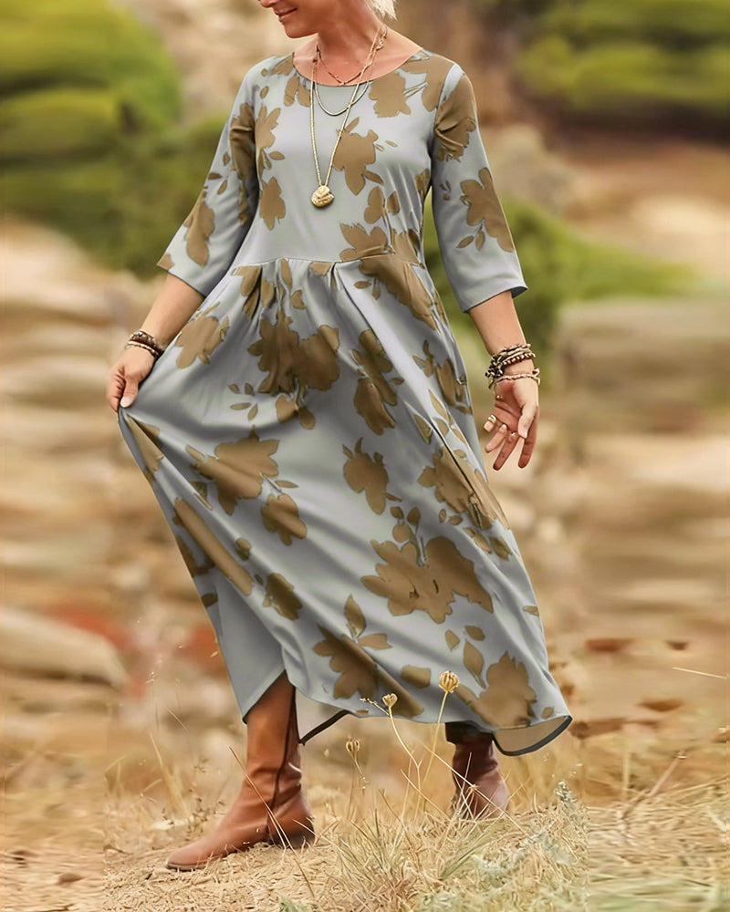 Printed A-Line Maxi Dress