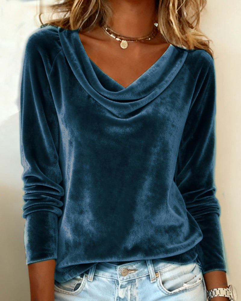 Draped Collar Loose Top