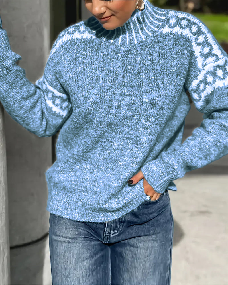 Striped High-Collar Sweater
