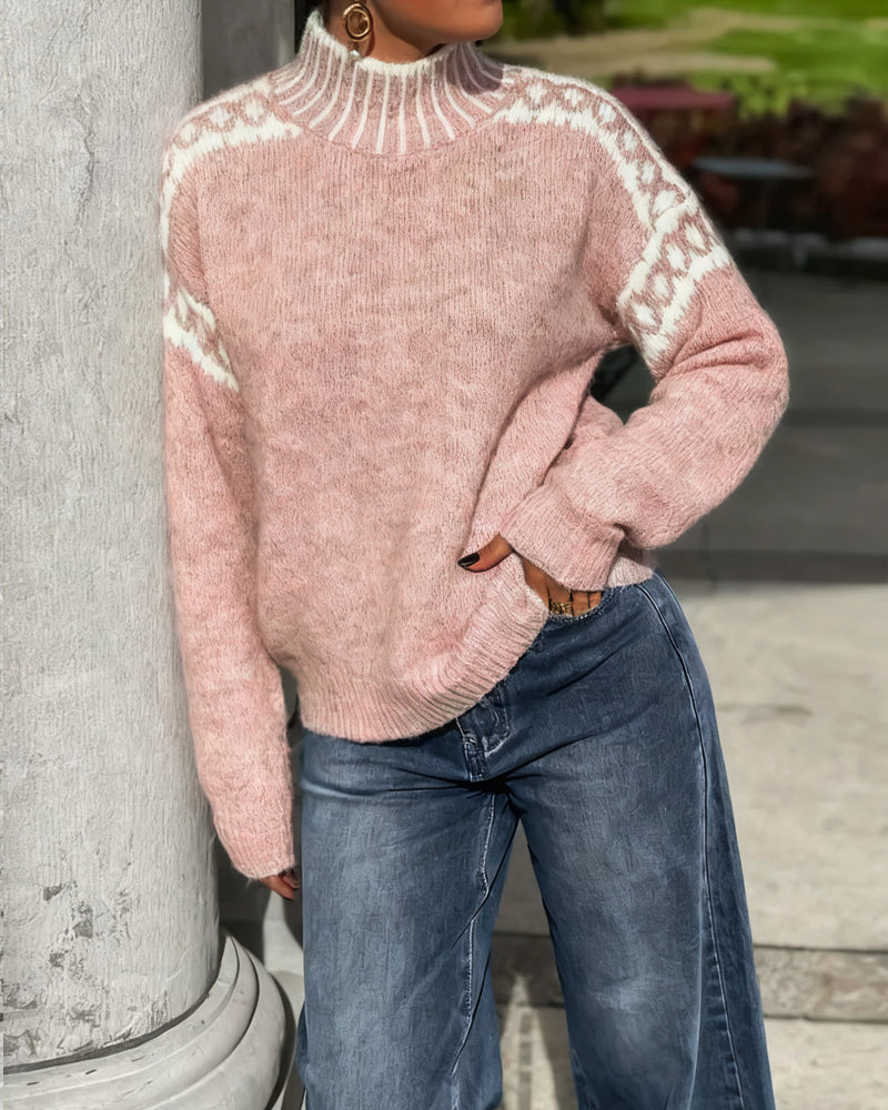 Striped High-Collar Sweater