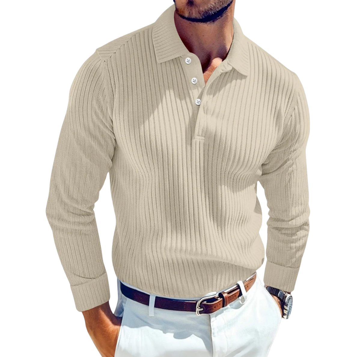 ADRIEN | LUXURY KNITTED RETRO POLO WITH RIBBED STRUCTURE