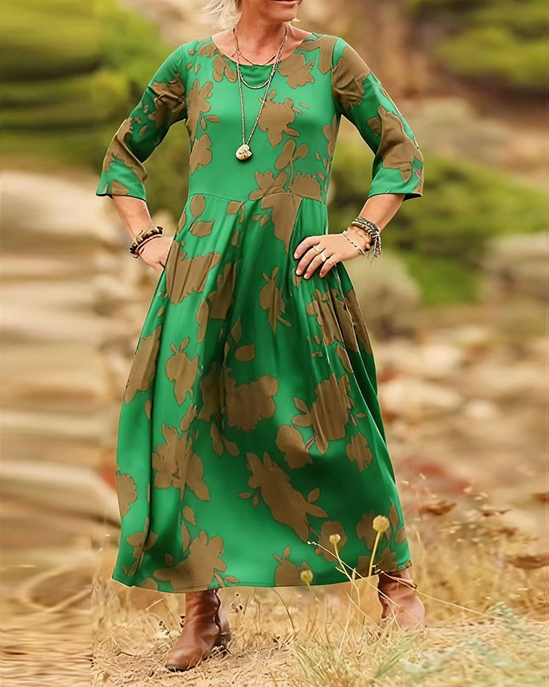 Printed A-Line Maxi Dress