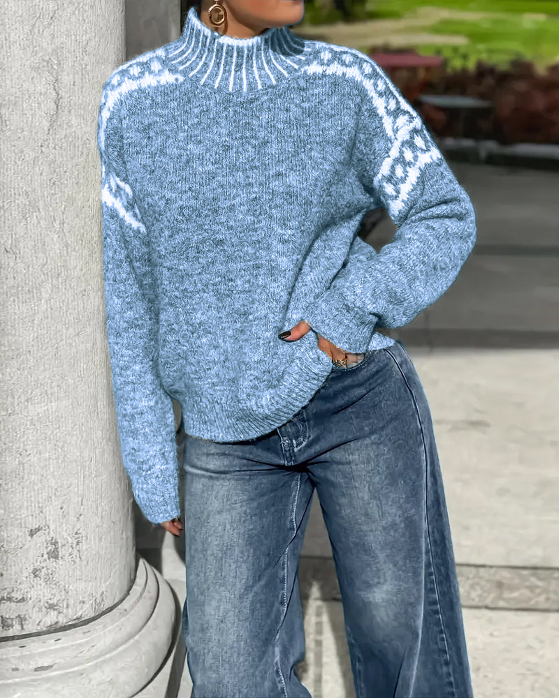 Striped High-Collar Sweater