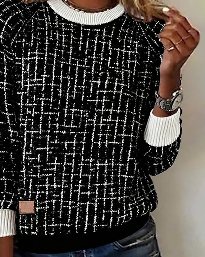 Checked Knitted Sweatshirt