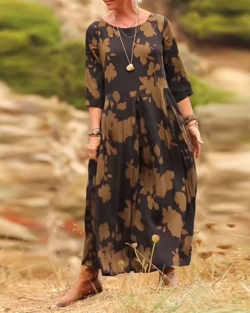 Printed A-Line Maxi Dress