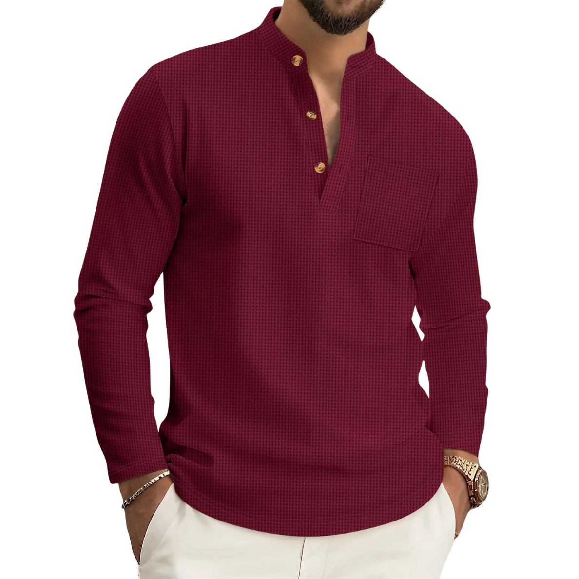 THÉO | TEXTURED HIGH COLLAR SHIRT FOR MEN