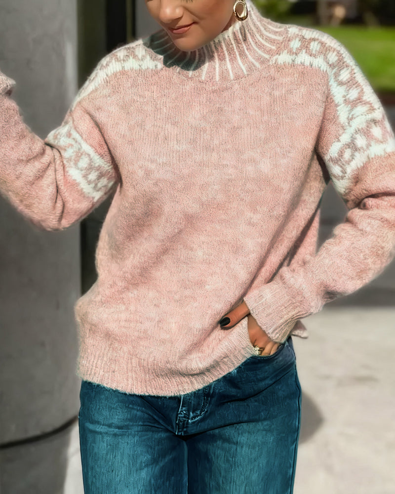 Striped High-Collar Sweater