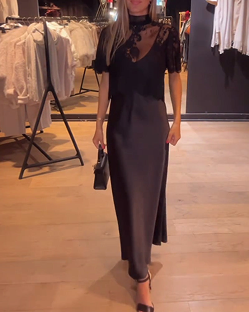 Lace Cami Maxi Dress with Blouse