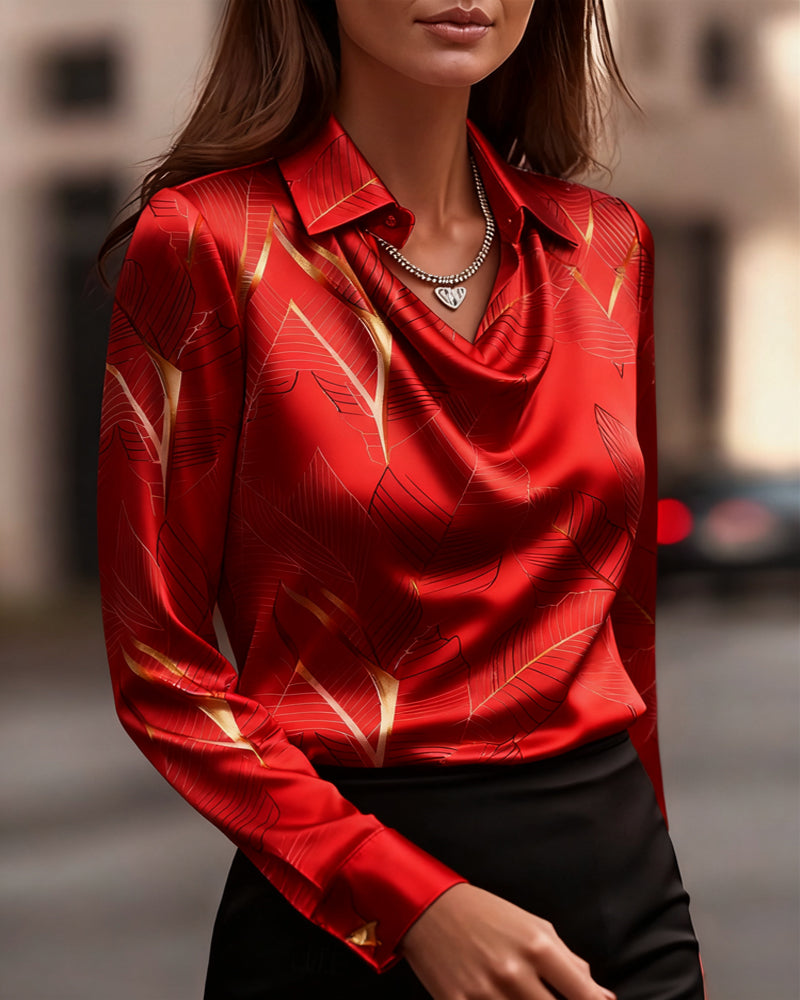 Elegant blouse long sleeves satin