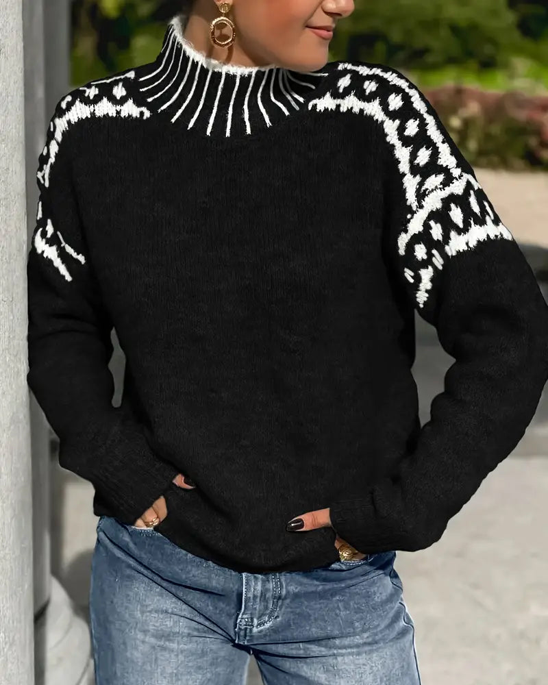 Striped High-Collar Sweater
