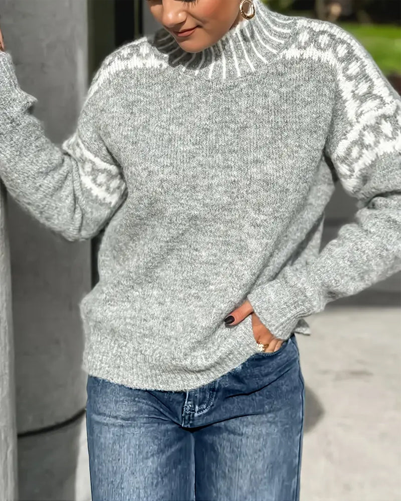Striped High-Collar Sweater