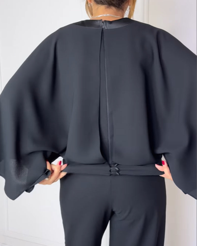 Butterfly Sleeve V-Neck Blouse