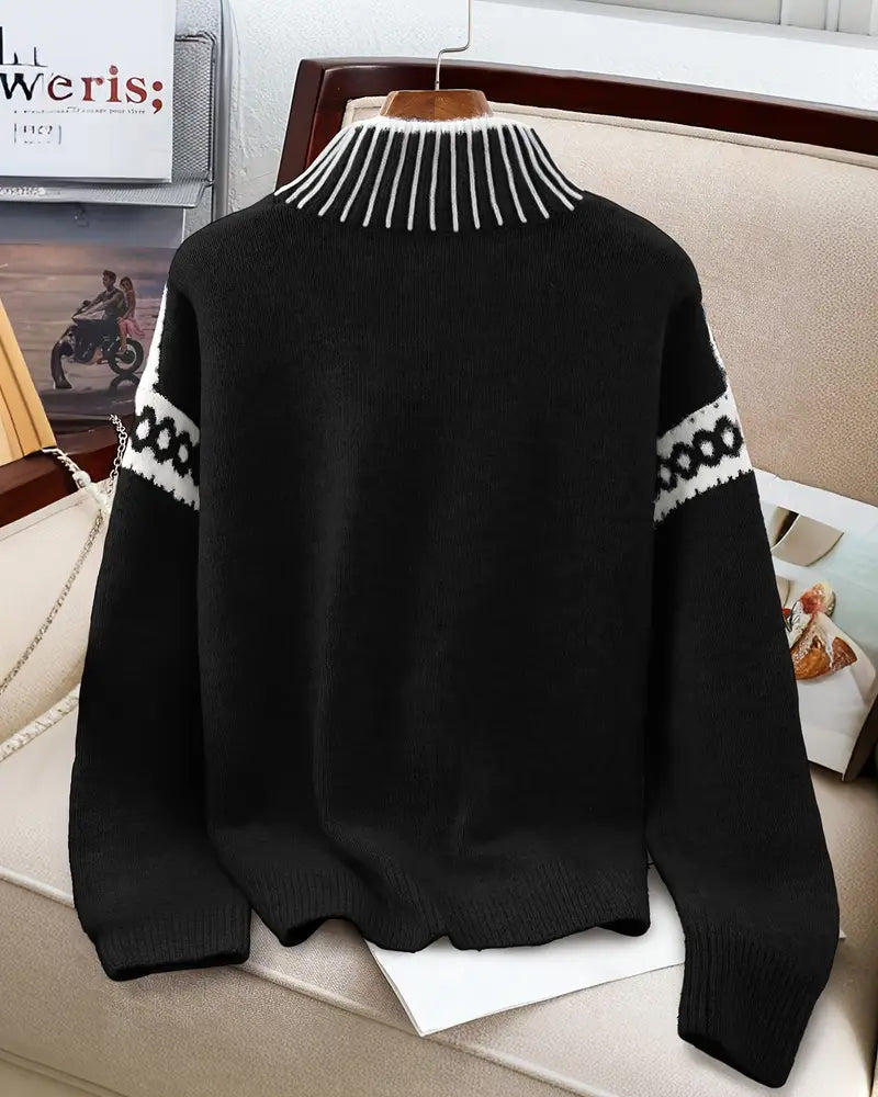Striped High-Collar Sweater