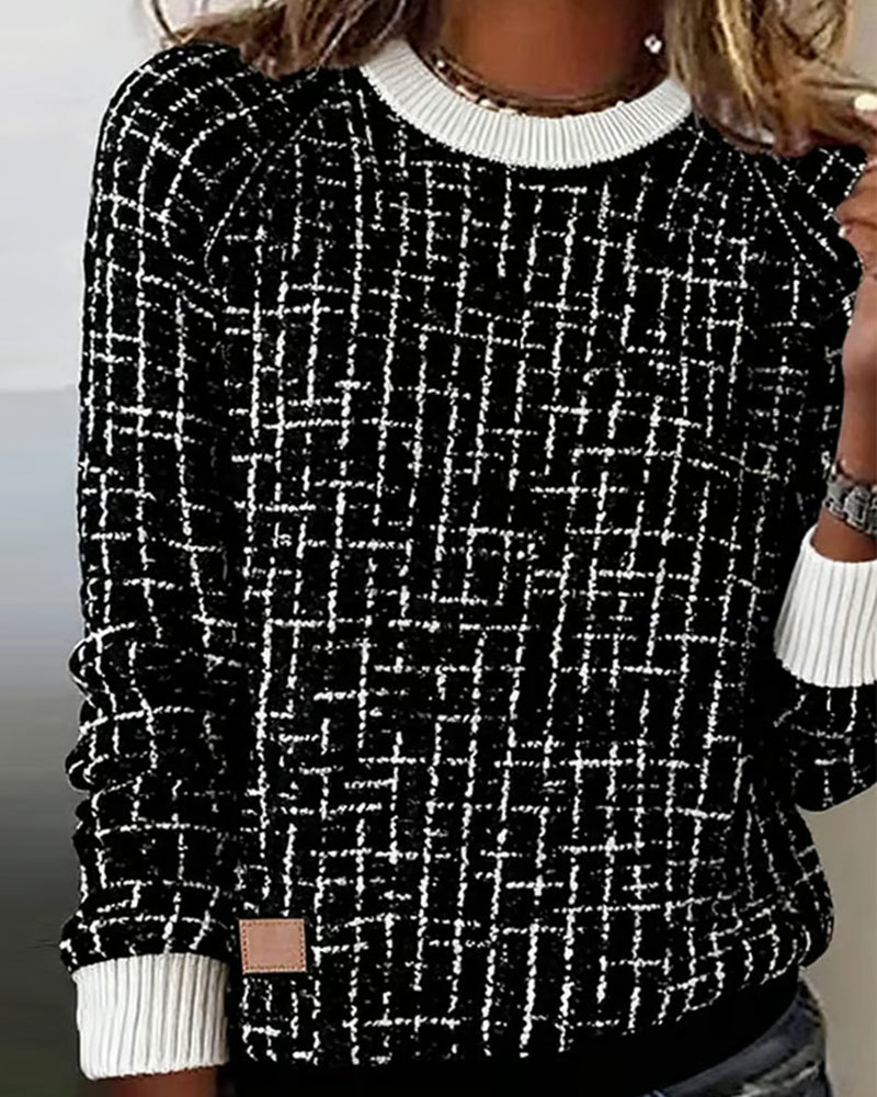 Checked Knitted Sweatshirt