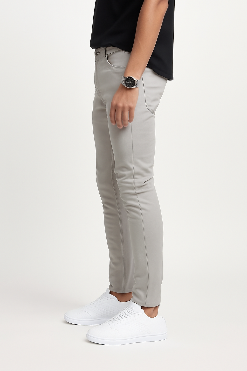 Slim-Fit Casual Solid Pants