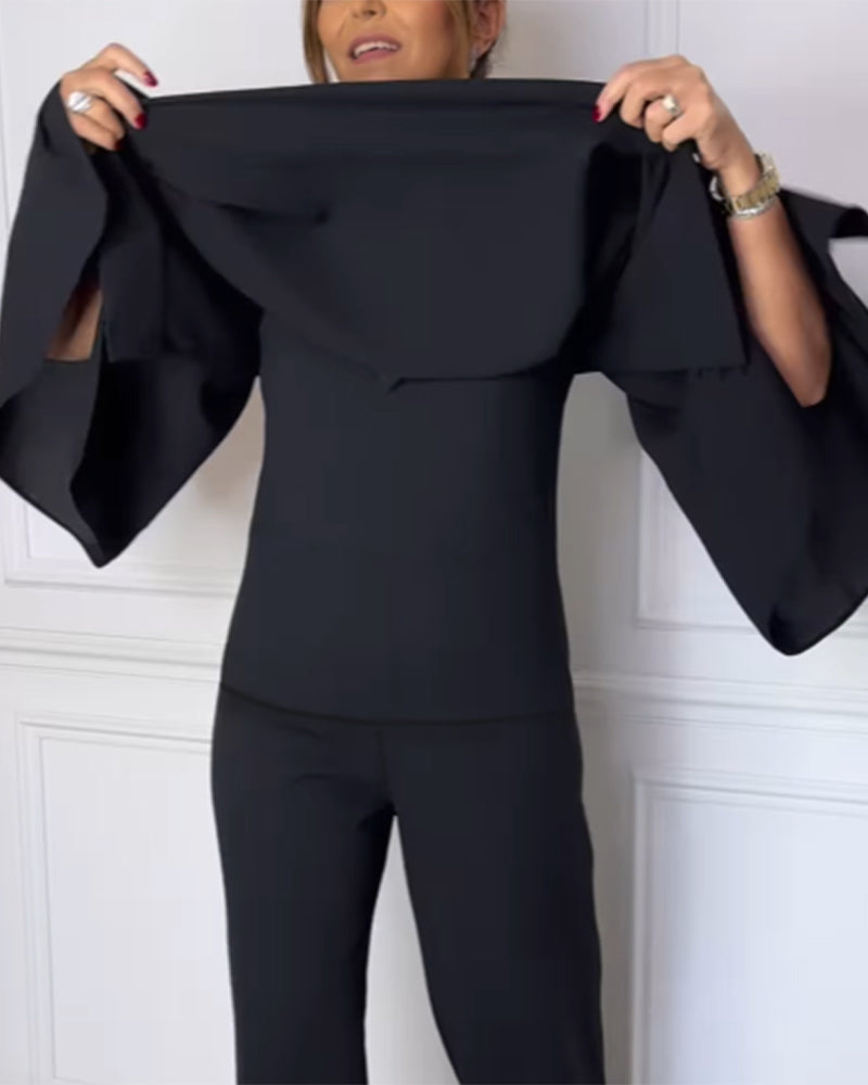 Butterfly Sleeve V-Neck Blouse