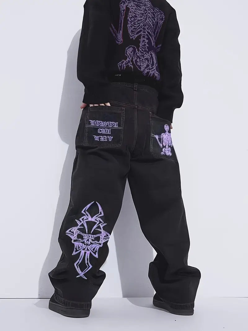 Embroidered Baggy Jeans