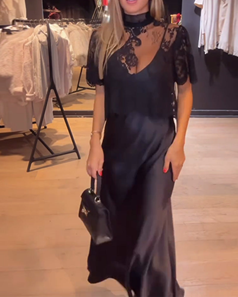 Lace Cami Maxi Dress with Blouse