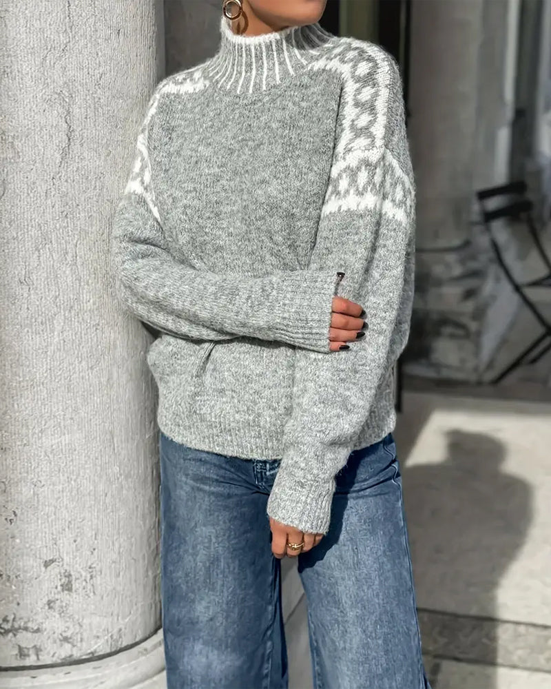 Striped High-Collar Sweater