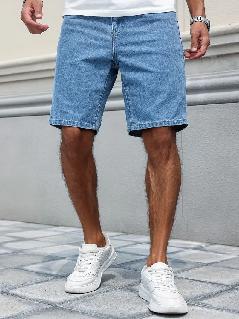 Vintage Blue Straight Denim Shorts