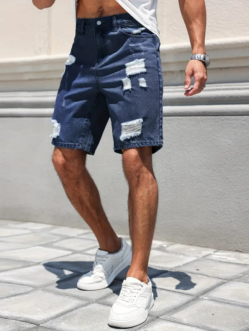 Distressed Denim Shorts - Washed