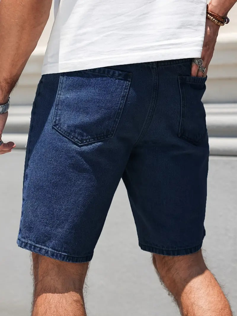 Distressed Denim Shorts - Washed Blue