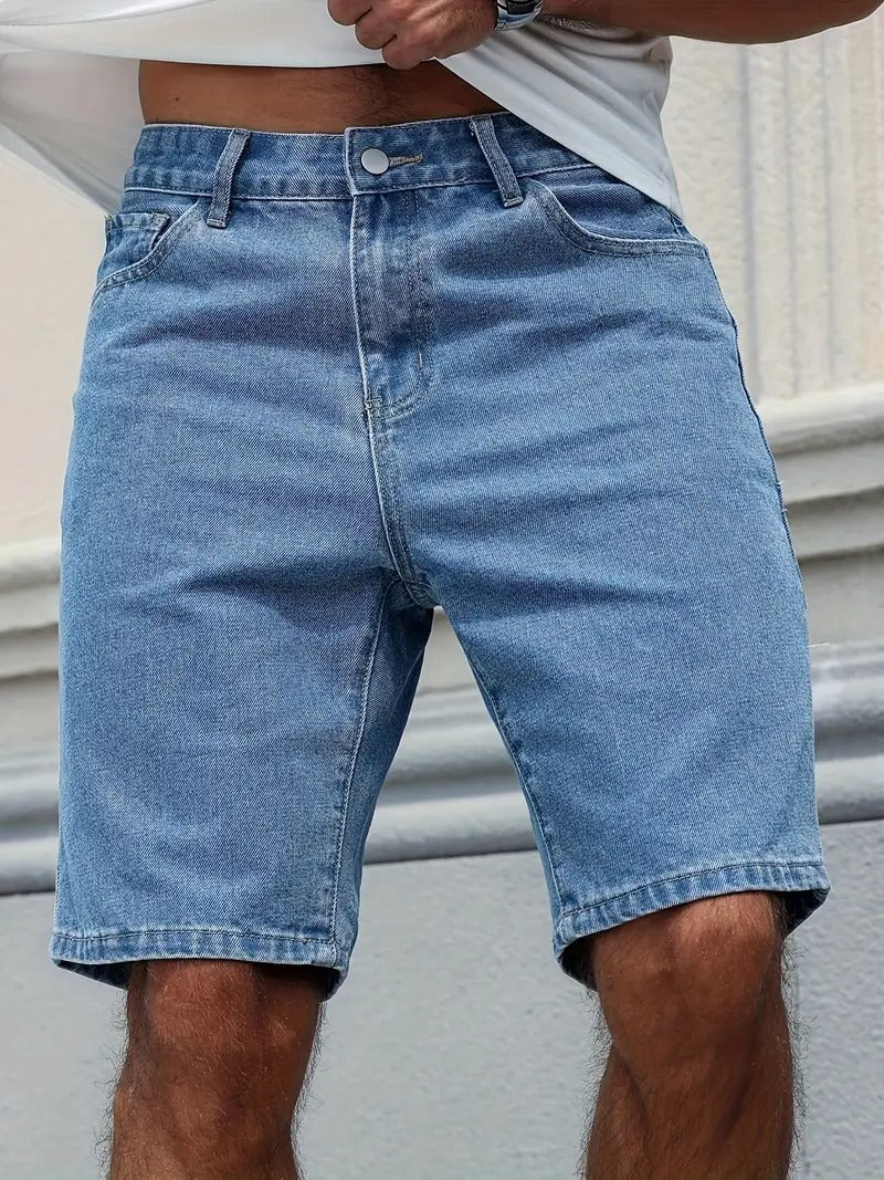 Vintage Blue Straight Denim Shorts