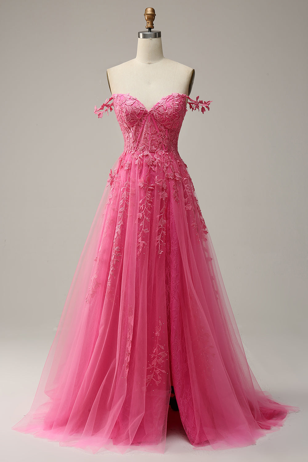 Off Shoulder Applique Prom Dress