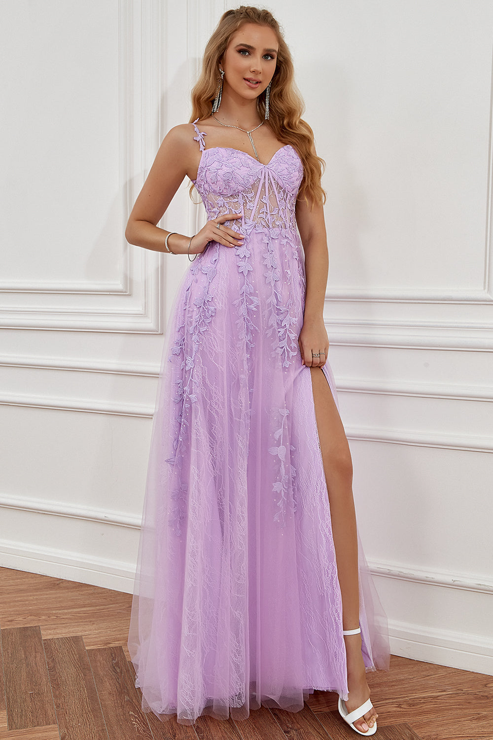 Off Shoulder Applique Prom Dress