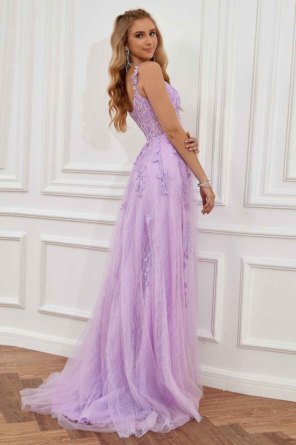 Off Shoulder Applique Prom Dress