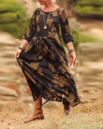 Printed A-Line Maxi Dress