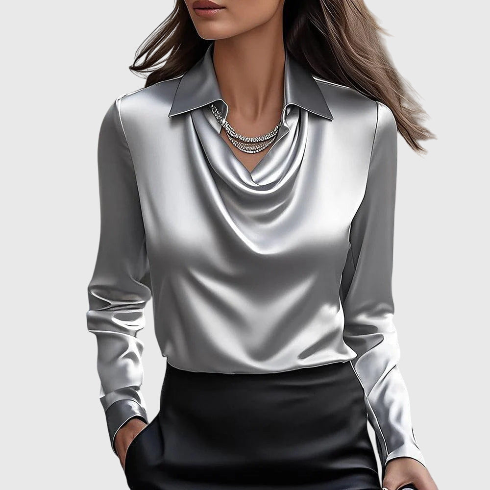 Pleated Satin Blouse