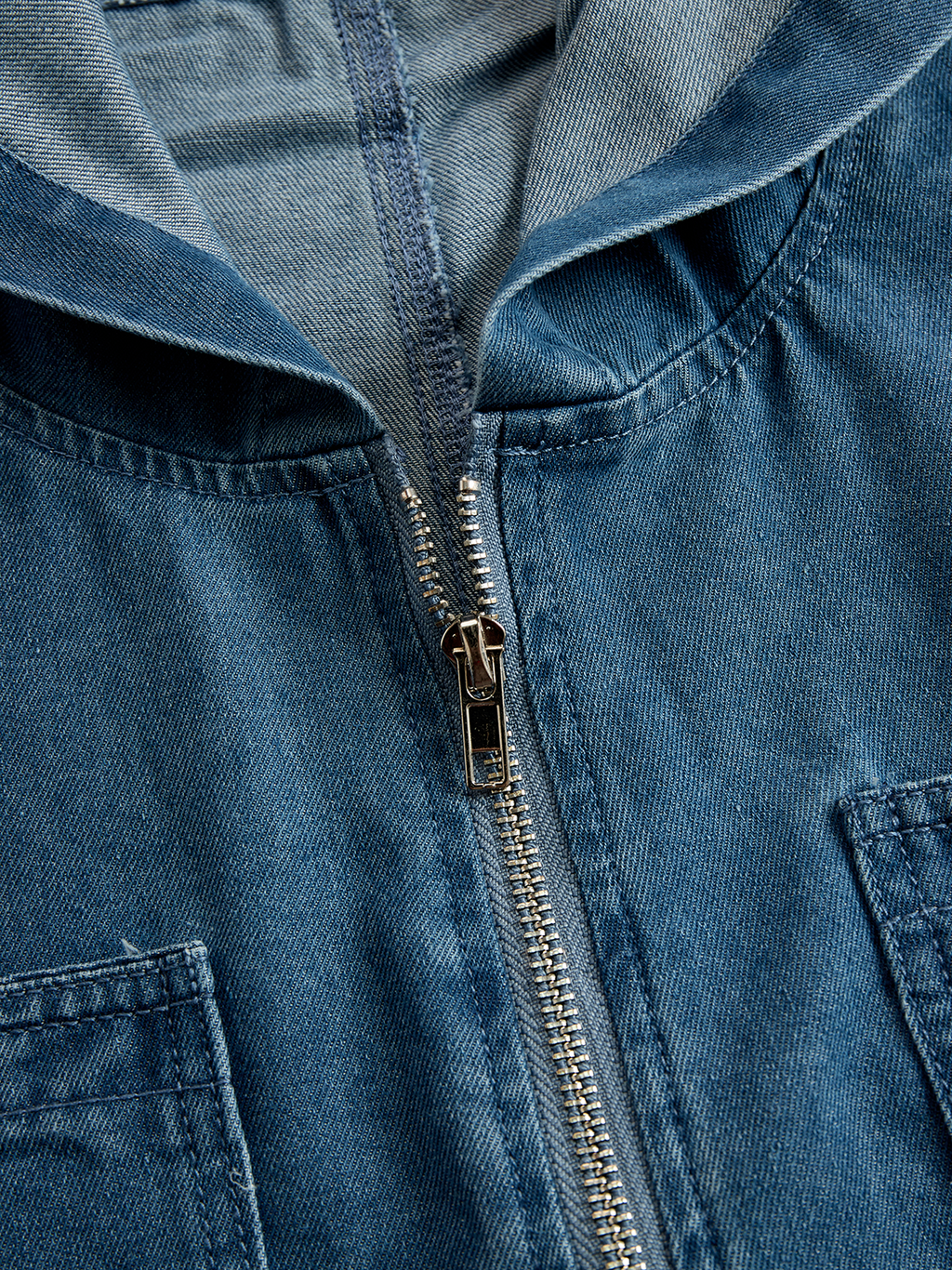 Women’s Hooded Denim Jumpsuit
