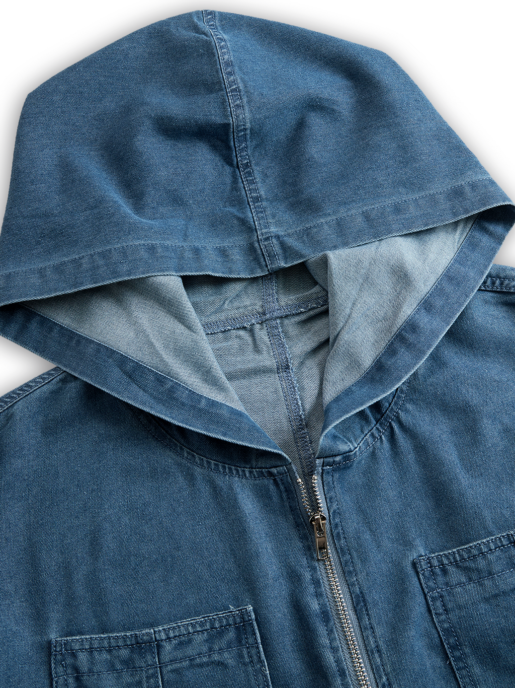 Women’s Hooded Denim Jumpsuit