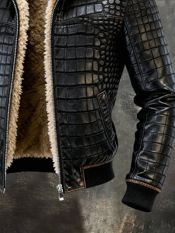 Men's Retro Outdoor Jacket Made of Warm, Soft Leather