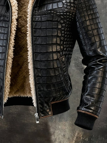 Men's Retro Outdoor Jacket Made of Warm, Soft Leather