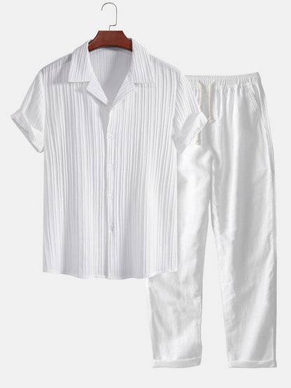 Saint-Tropez - Pleated Shirt & Relaxed Drawstring Trouser Set