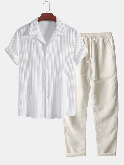 Saint-Tropez - Pleated Shirt & Relaxed Drawstring Trouser Set