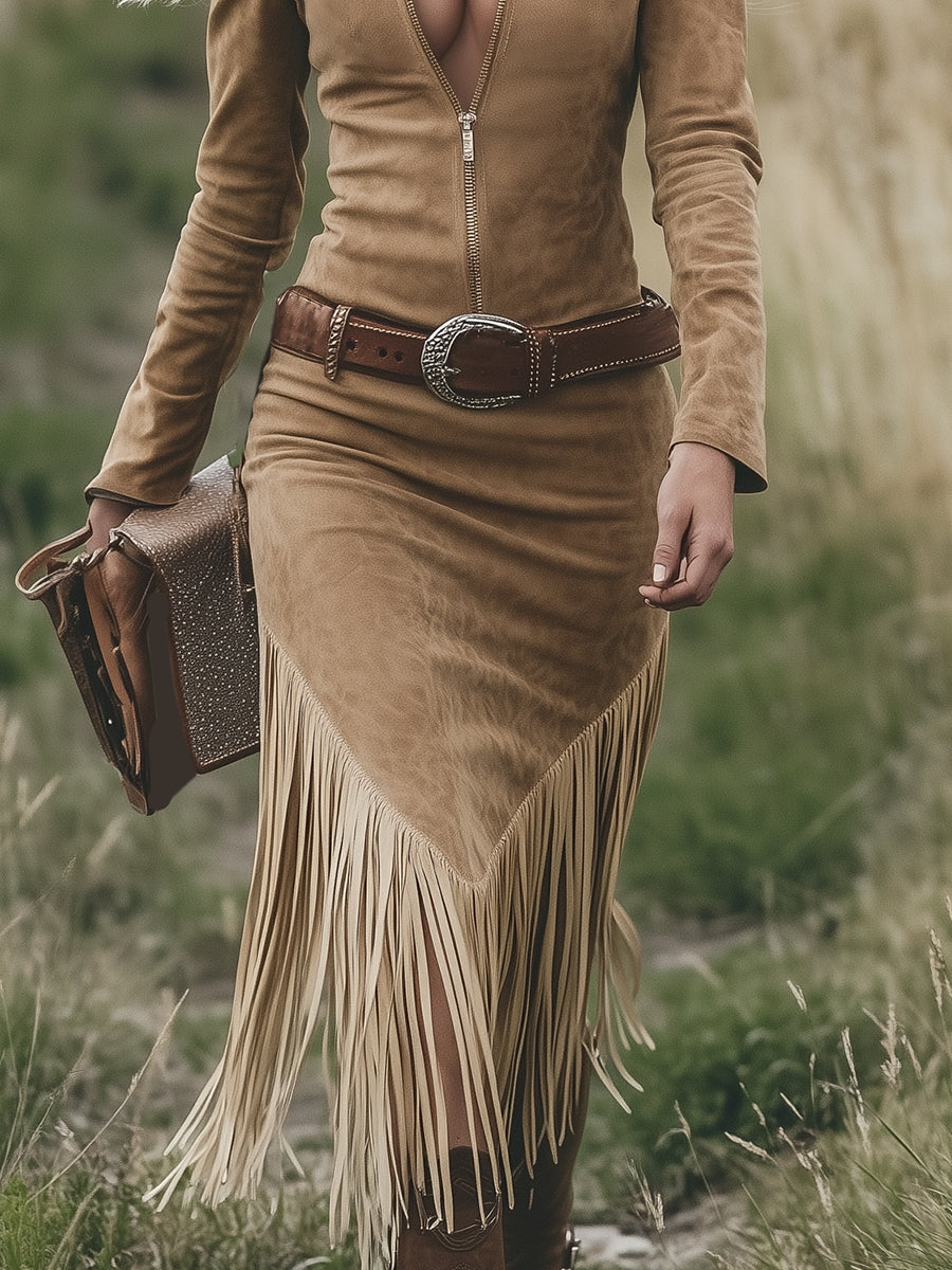 Women’s Western Tassel Midi Dress