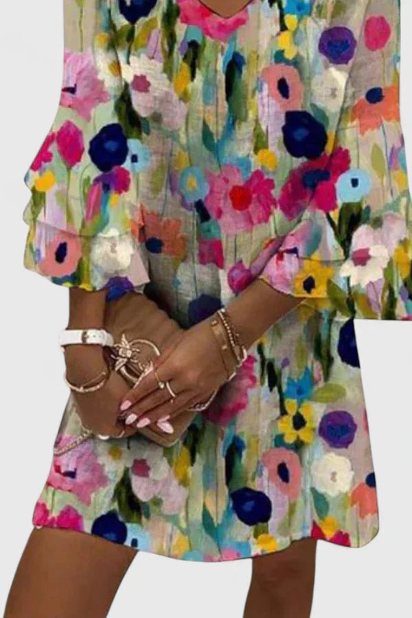 Floral V-Neck Mini Dress