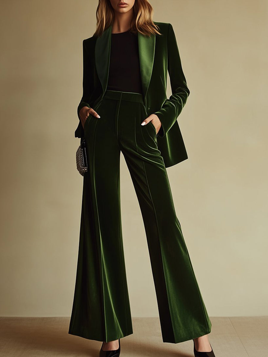 Women’s Green Velvet Suit Set