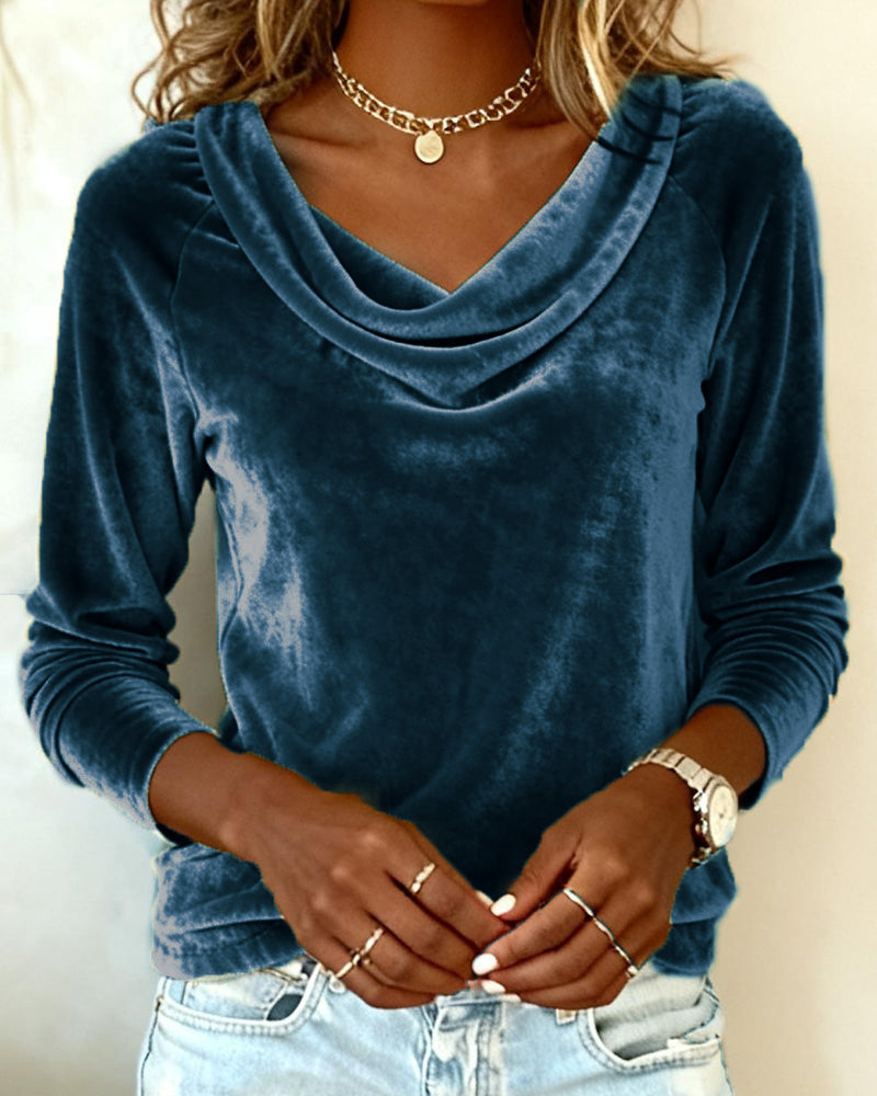 Draped Collar Loose Top