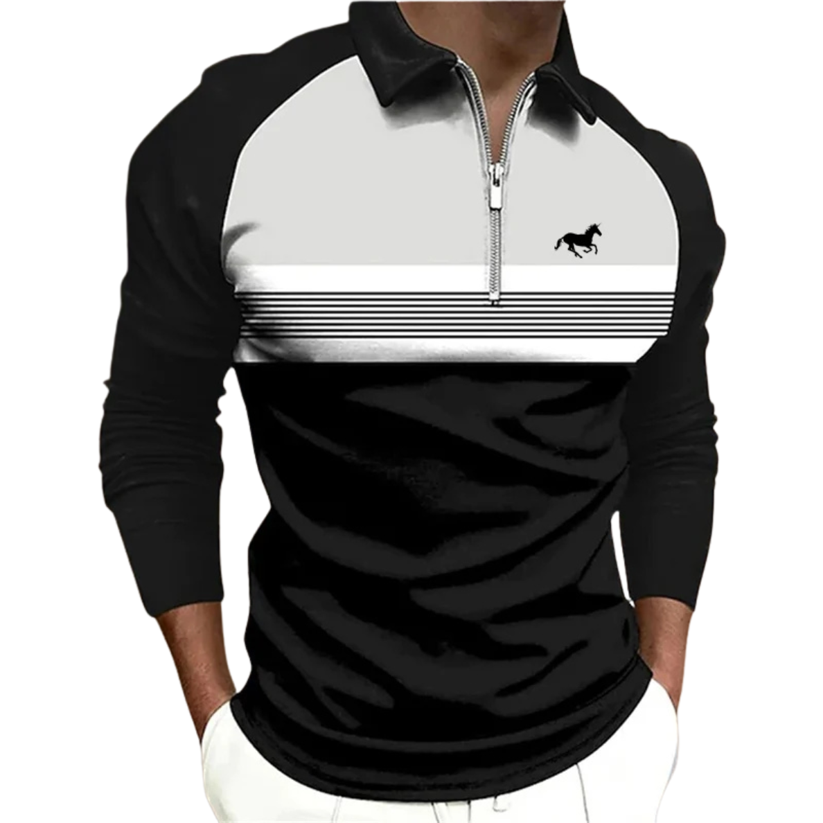 MARCEL | LUXE STRIPED ZIP POLO FOR MEN