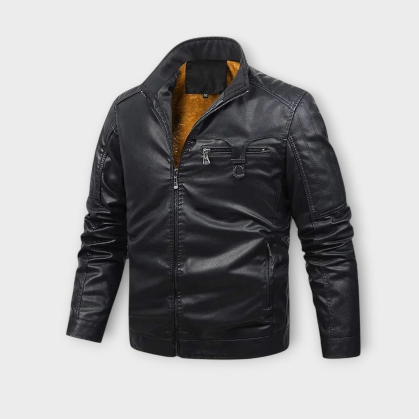 Fleece Lined Retro Leather Jacket