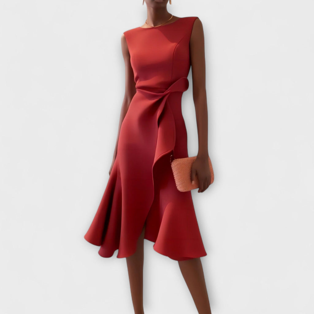 Asymmetric Sleeveless Midi Dress