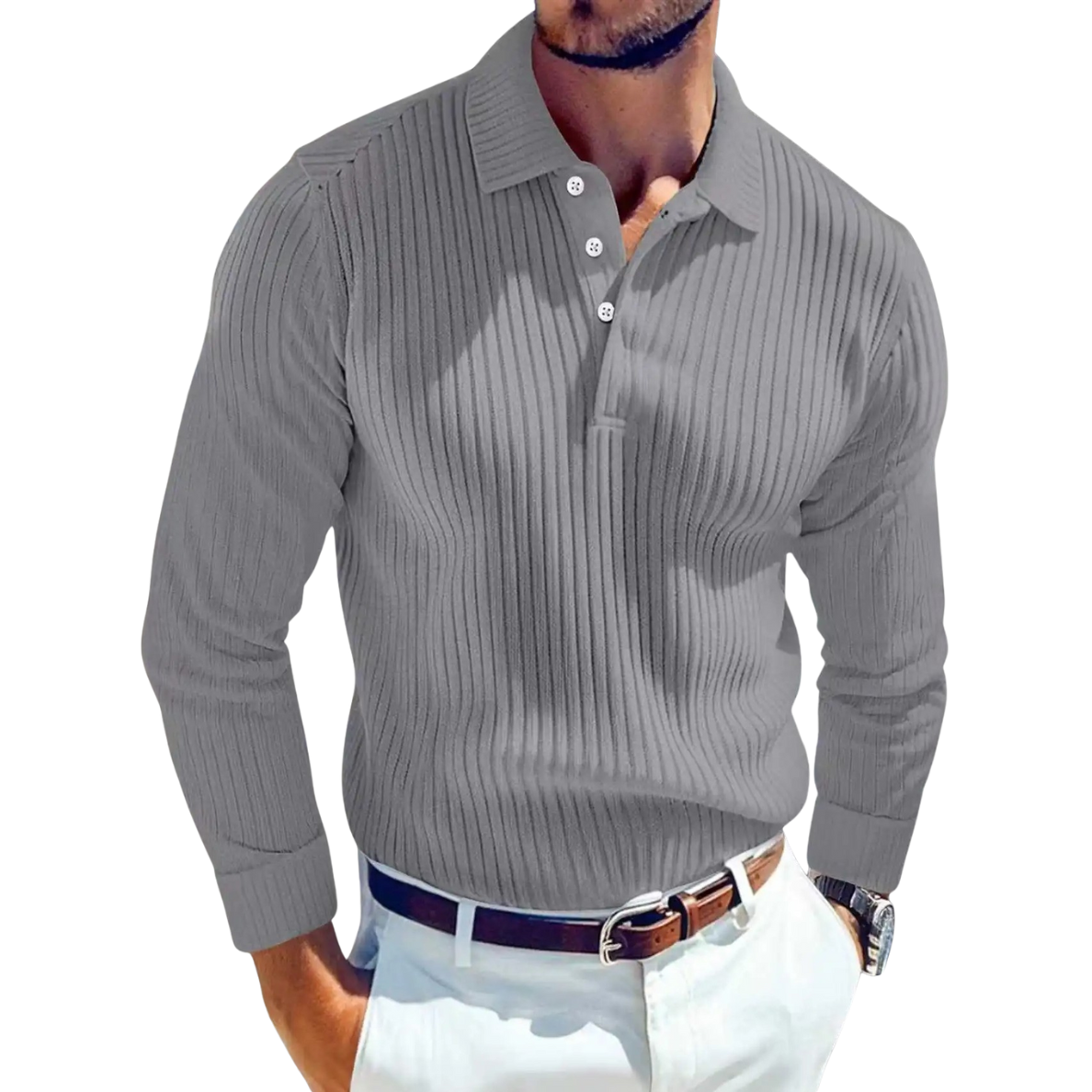 ADRIEN | LUXURY KNITTED RETRO POLO WITH RIBBED STRUCTURE